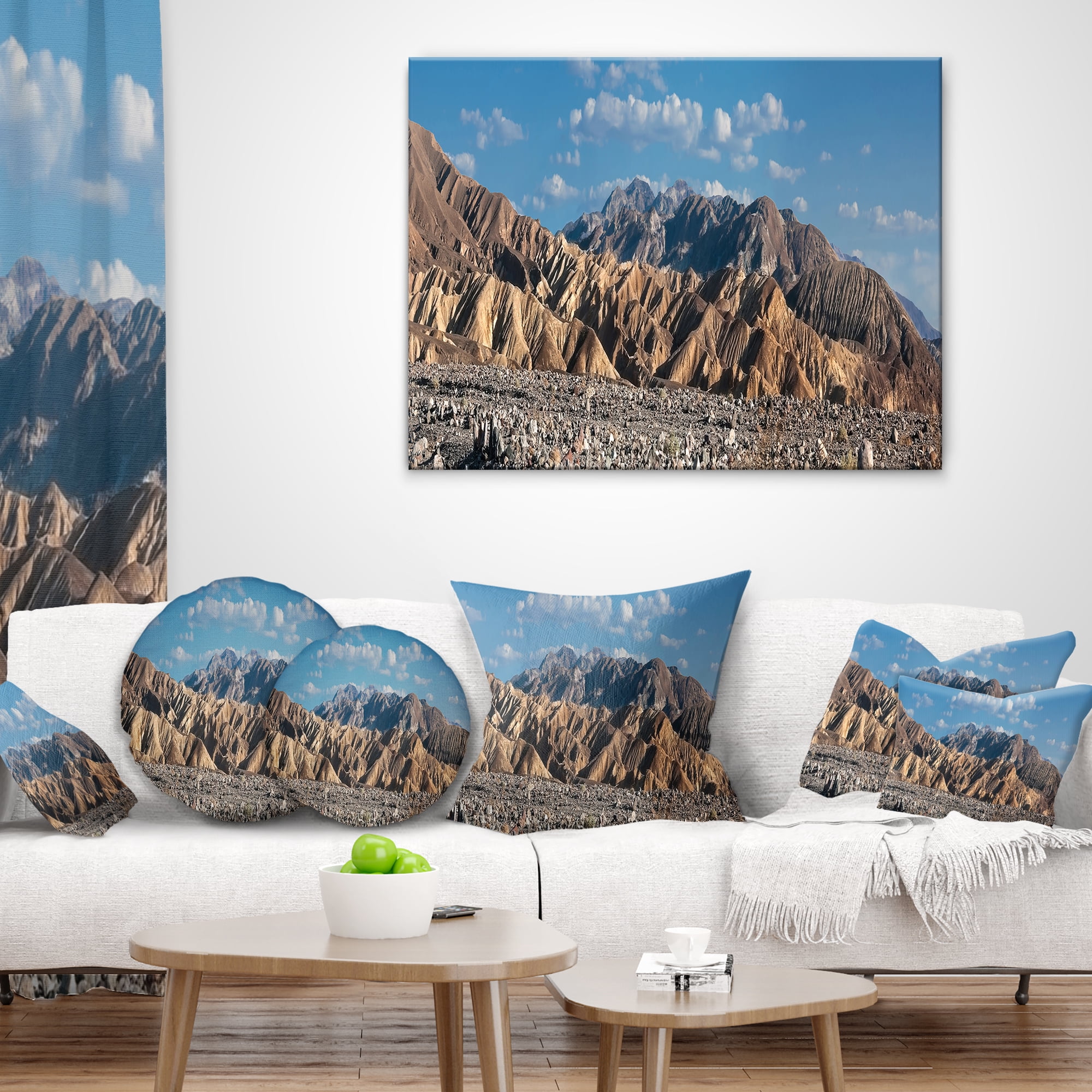 Designart Beautiful Hills in Death Valley - Abstract Throw Pillow - 18x18