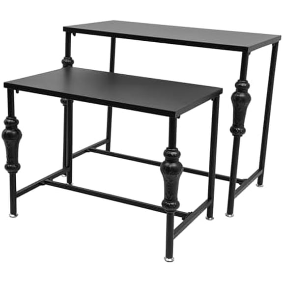 Retail Display Tables, Set of 2 Boutique Store Display, Metal Shelf Clothing Shoe Display Stand, Standing Clothing Shoes Display Rack, Retro Unit Storage Shelves for Retail Store