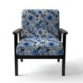 thumbnail image 4 of Designart "Eccentric Blue Watercolor Florals II" Blue Floral Upholstered Accent Chair - Cottage Arm Chair For Bedroom, 4 of 5