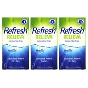 3 Pack - Refresh Relieva Lubricant Eye Drops, Lubricates & Protects Dry Eyes, 0.33 FL OZ