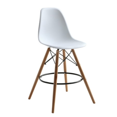 Fine Mod Imports Woodleg Bar Chair, White