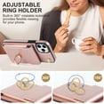 thumbnail image 5 of Wallet Case Compatible with iPhone 11 ProMax, Case with Card Holder,with a strap, RFID Blocking Leather Cover 360°Rotation Ring Kickstand Protective Bumper Designed for AppleiPhone 11 Pro Max,Rosegold, 5 of 10