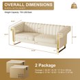thumbnail image 3 of 84" 3 Seater Sofa Couch, TUANLUO PU Leather Tufted Sofa with Rolled Armrest and Metal Leg, Modern Deep Seat Sofa Couch for Living Room, Beige, 3 of 7