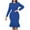 Blue, variant on qolati Women's Work Formal Dresses 2023 Trendy Ruched Round Neck Bodycon Midi Dress Elegant Solid Color Ruffle Hem Business Cocktail Dress