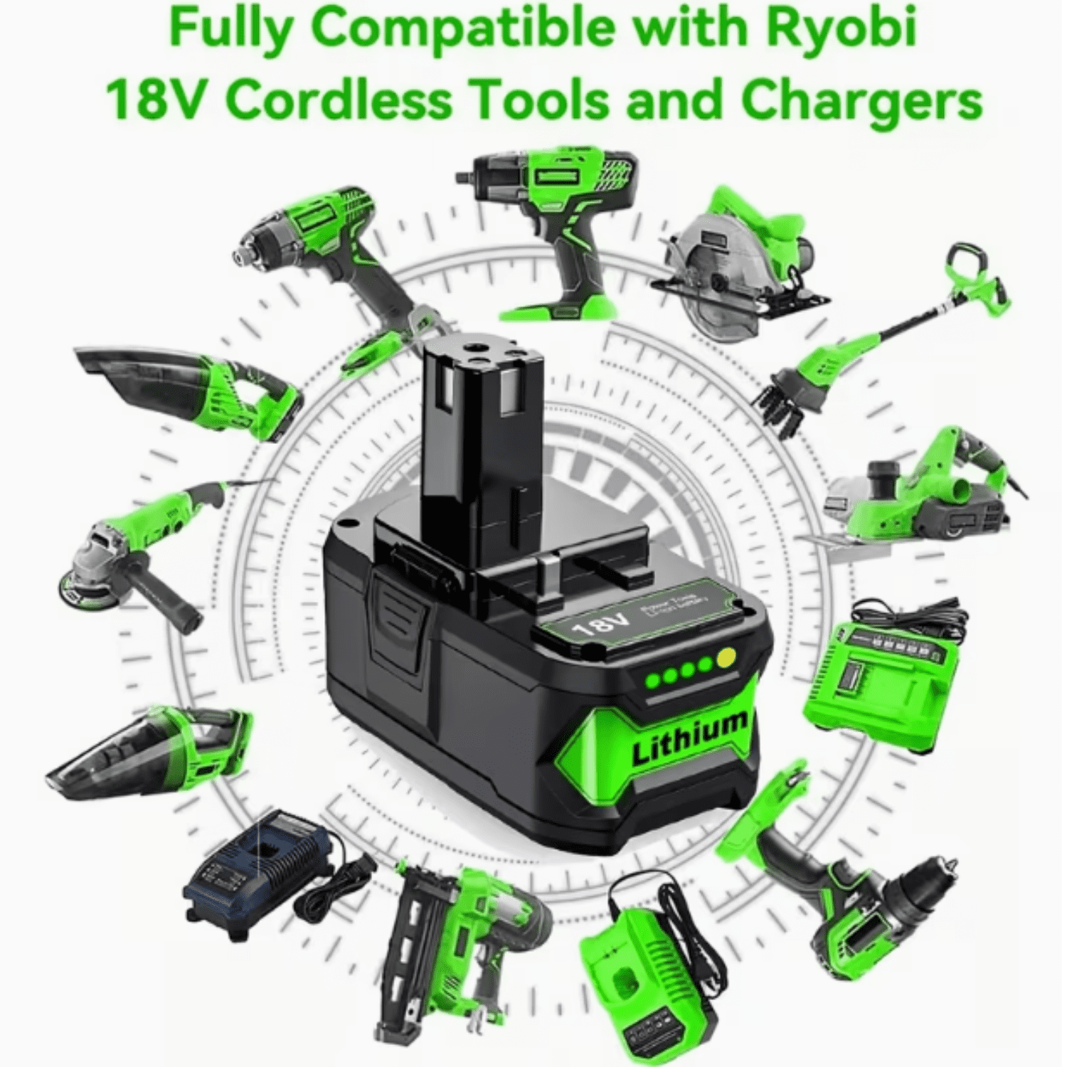 2Pack P108 18V 8.0Ah for Ryobi ONE Plus Battery Replacement P104 P122 cordless power tool Batteries