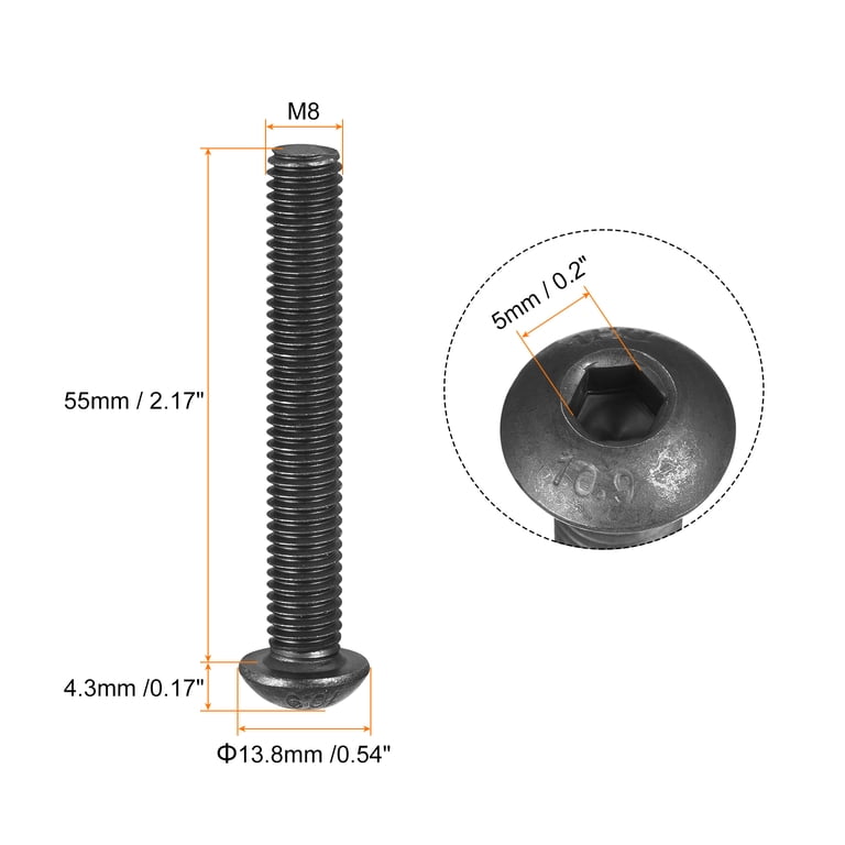 Hexagon socket head cap screw M8 X 125 X 35mm cl 10.9