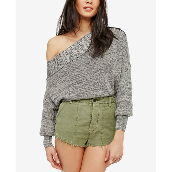 Free People Womens Alana Pullover Knit Sweater, Grey, Medium