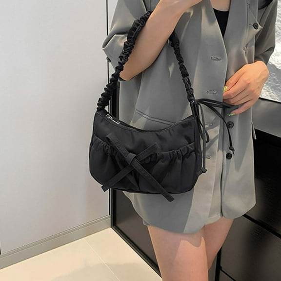 LHNFT Canvas Hobo Bag Crossbody Purse Womens Bow Shoulder Bag Vintage Tote Handbag Casual Shopper Satchel Messenger Purse for Women