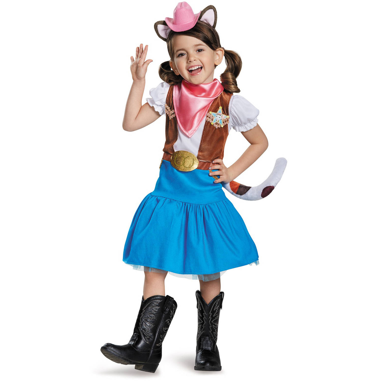 Dress Up Sheriff Callie w// Removable Toy Badge for Kids Costume Cow Girl H...