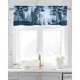 thumbnail image 2 of Forest Animal Elk Linen Curtain Valance for Bedroom/Bathroom/Kitchen/Office/Living/Dining Room Windows,Deer Trees Birds Rustic Cabin Lodge Blue Pocket Topper Drapes Decorative Cafe Drapery 54x18, 2 of 6
