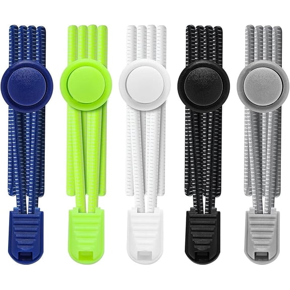 No Tie Shoe Laces for Men Women, Elastic Slip On Shoelaces for Adults, 1 Pair 5 Pairs Bungee Laces for Running Sneakers, Dress Shoes
