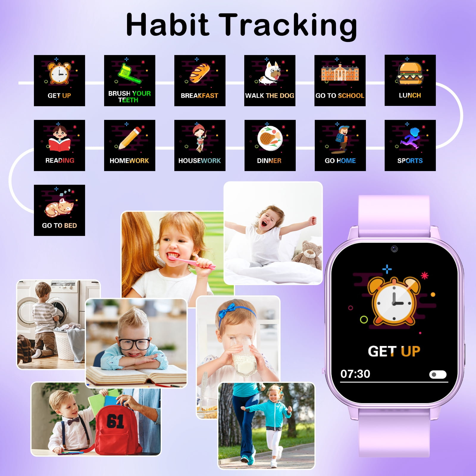 PTHTECHUS Smart Watch for Kids Toys Smartwatches for Boys and Girls with 22 Games HD Camera Video Music Player Pedometer Study Cards Audiostory Habit Tracking Gift for 4-14 Ys