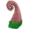 thumbnail image 4 of Christmas Elf Red Green Striped Shiny Hat Bell Santa Helper Costume Accessory, 4 of 6