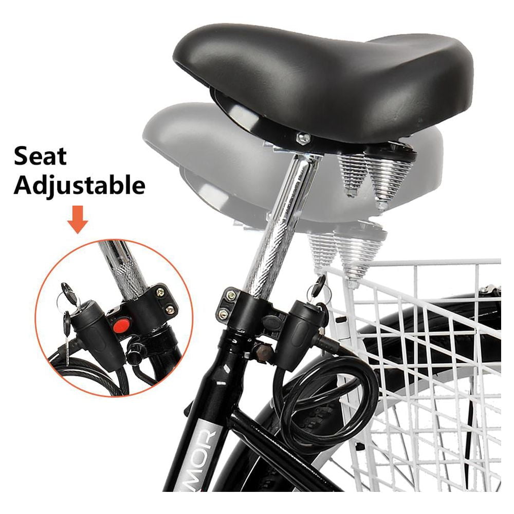 Zimtown Adult Tricycle 7 Speed, 3 Wheel Trike Bike Cruiser, with 26" Big Wheels Large Front and Rear Basket