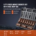 thumbnail image 3 of VEVOR 1/2" Drive Impact Socket Set, 11 Piece Deep Socket Set SAE 3/8"-1", 6 Point CR-V Alloy Steel for Auto Repair, Easy-to-Read Size Markings, Rugged Construction, Includes Storage Case, 3 of 9