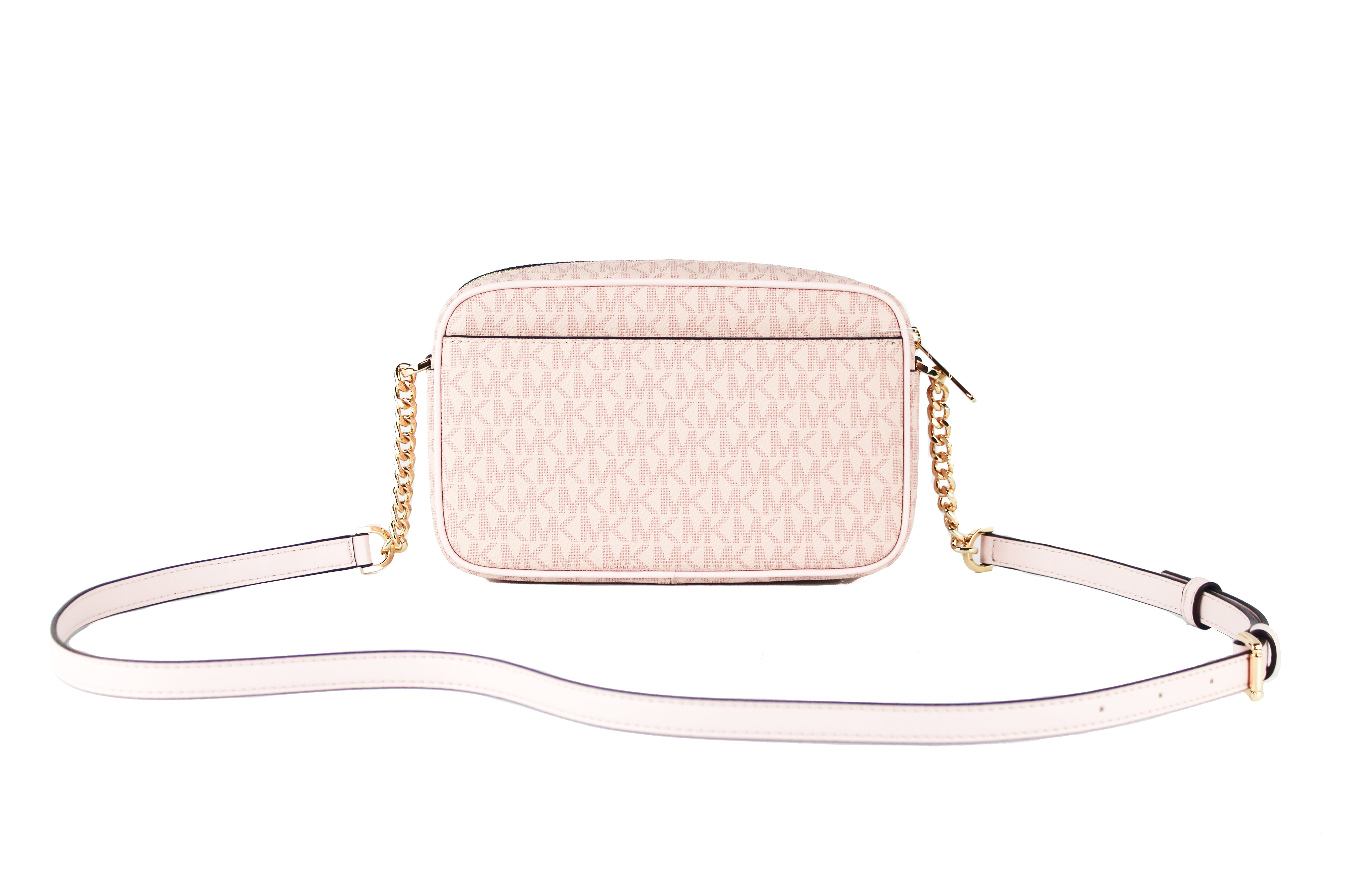 Michael Kors Jet Set Medium Powder Blush Pvc Pocket Camera Bag Crossbody Handbag