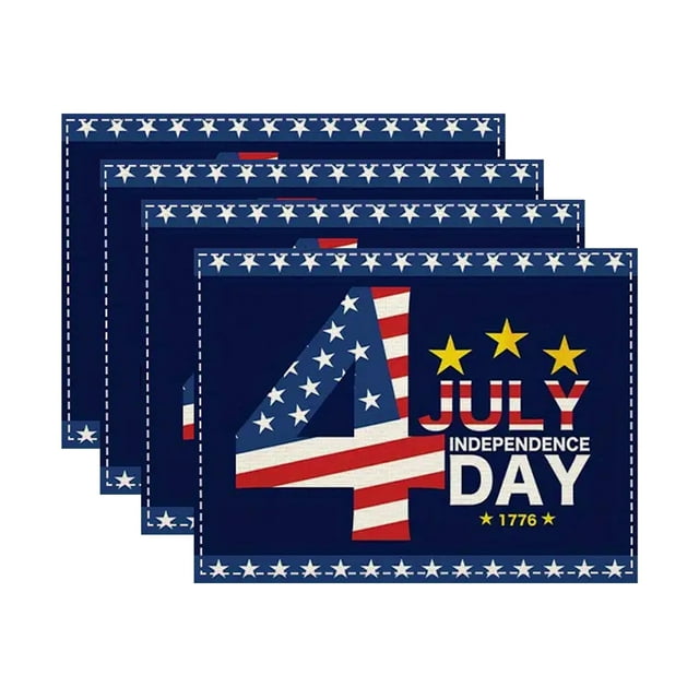 Décorations des Fêtes Extérieures, Ensemble de Napperons en Lin Imprimé pour la Fête de l'Indépendance, Napperon Isolant pour Table de Fête des Fêtes