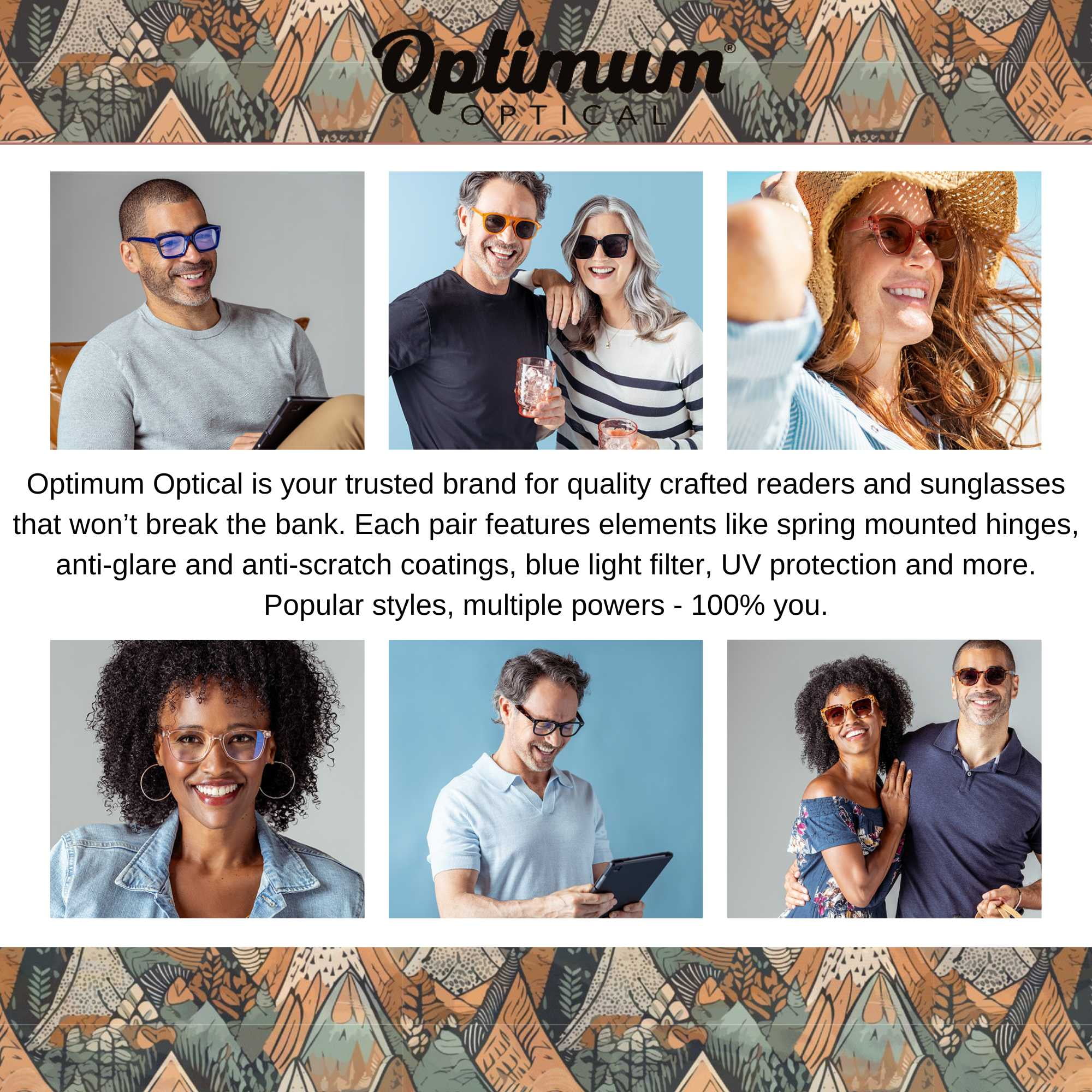 Optimum Optical Signature Blue Light Filtering Readers - The Scenic Route, +2.5