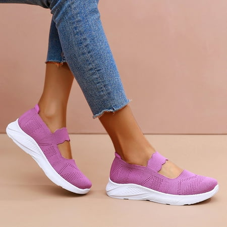 

PhoneSoap Women Thick Sole Casual Shoes Breathable Lazy Shoes Cloth Shoes Fashion Soft Sole Casual Shoes Non Slip Ultra Light Soft Sole Casual Shoes Purple