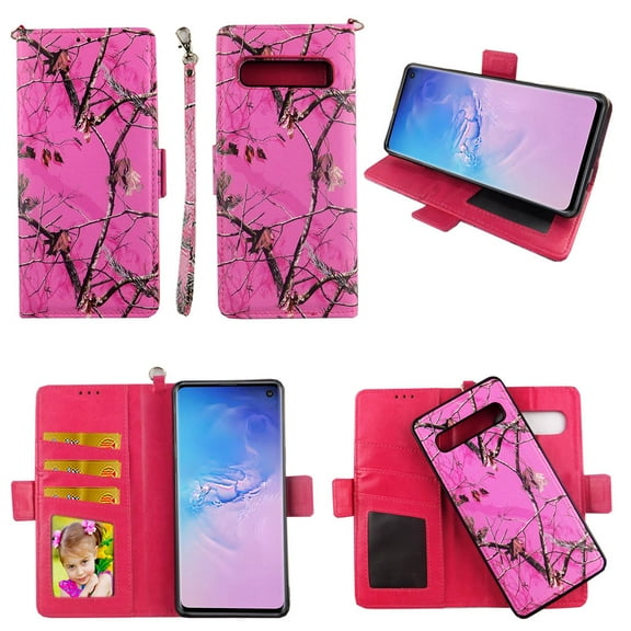 Camo Mozy Case for Samsung Galaxy S10 (6.1”) S 10 Magnetic Detachable Pu Leather Wallet Cover Flap Closure and Snap-on Book Style Cases Card Holders Wrist Strap 2 in 1 Folio Flip