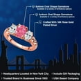 thumbnail image 2 of Gem Stone King 18K Rose Gold Plated Silver Fancy Pink Zirconia and White Zirconia Filigree Style 3 Stone Ring for Women (2.07 Cttw, Oval 8X6MM and 6X4MM) (Size 9), 2 of 6