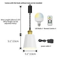 thumbnail image 2 of KAYYELAMP Remote Dimmable Rechargeable Battery 3.2Ft Adjustable Cord Hanging Light Copper Base White Metal Barrel Lampshade Vintage Design for Home Kitchen Bedroom, 2 of 7