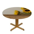 thumbnail image 3 of JEUXUS  Round Tablecloth Fitted Table Cover with Elastic Edged Vintage Sunflower Wooden Waterproof Table Cloth for Party Kitchen Dining Indoor Outdoor Table, 3 of 7