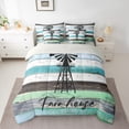 thumbnail image 2 of Homewish Retro Lake House Bedding Comforter Set 7pcs for Adult, Blue Green Rustic Cabin Queen Bedding Sets, Plant Botanical Reversible Queen Sheet Sets, Luxury Bedroom Decor, 2 of 7