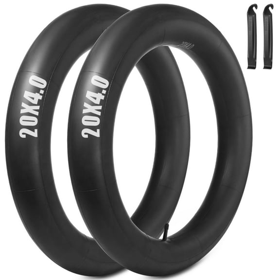 2PCS 20 x 4.0 Inner Tubes, Fat Tire Inner Tubes with 32 mm Schrader Valve and 2 Tire Levers, Heavy-Duty Bike Tube Replacement for Fat Tire E-Bikes, Folding Bikes, Snow Bikes, Beach Cruisers