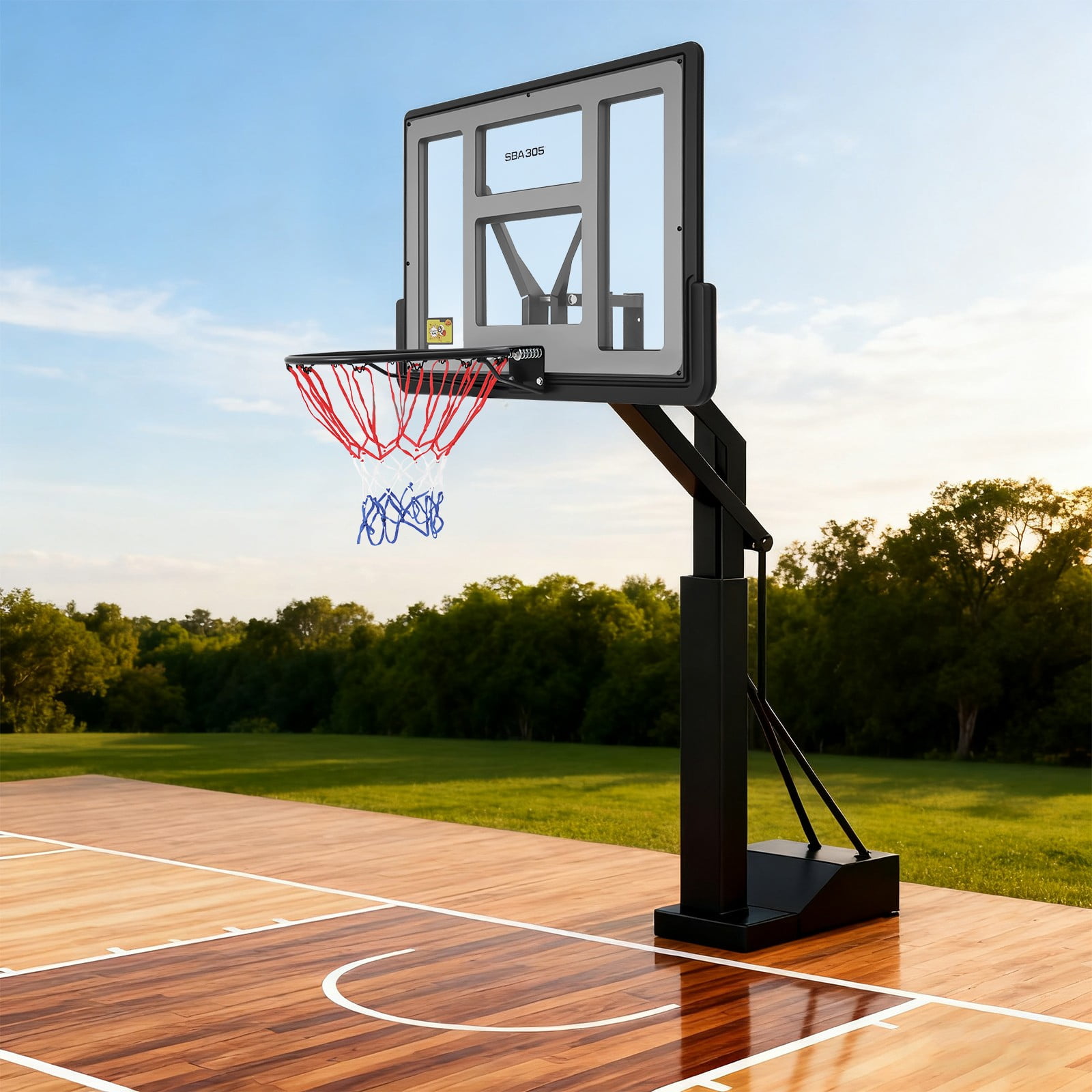 44 " Basketball Hoop In-Ground Shatterproof Backboard Adjustable System Outdoor