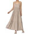 thumbnail image 1 of TheMoogan Robe Longue Maxi d'Été Décontractée pour Femme à Volants Superposés, Col en V, Camisole, Soleil, avec Poche, 1 of 1