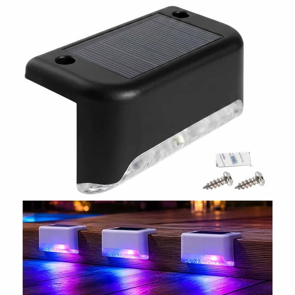 Solar Lights Outdoor Waterproof, Dusk to Dawn Solar Fence Lights for Patio Deck Step Post Garden Yard Stair Balcony, Wireless LED Wall Decor (Black)