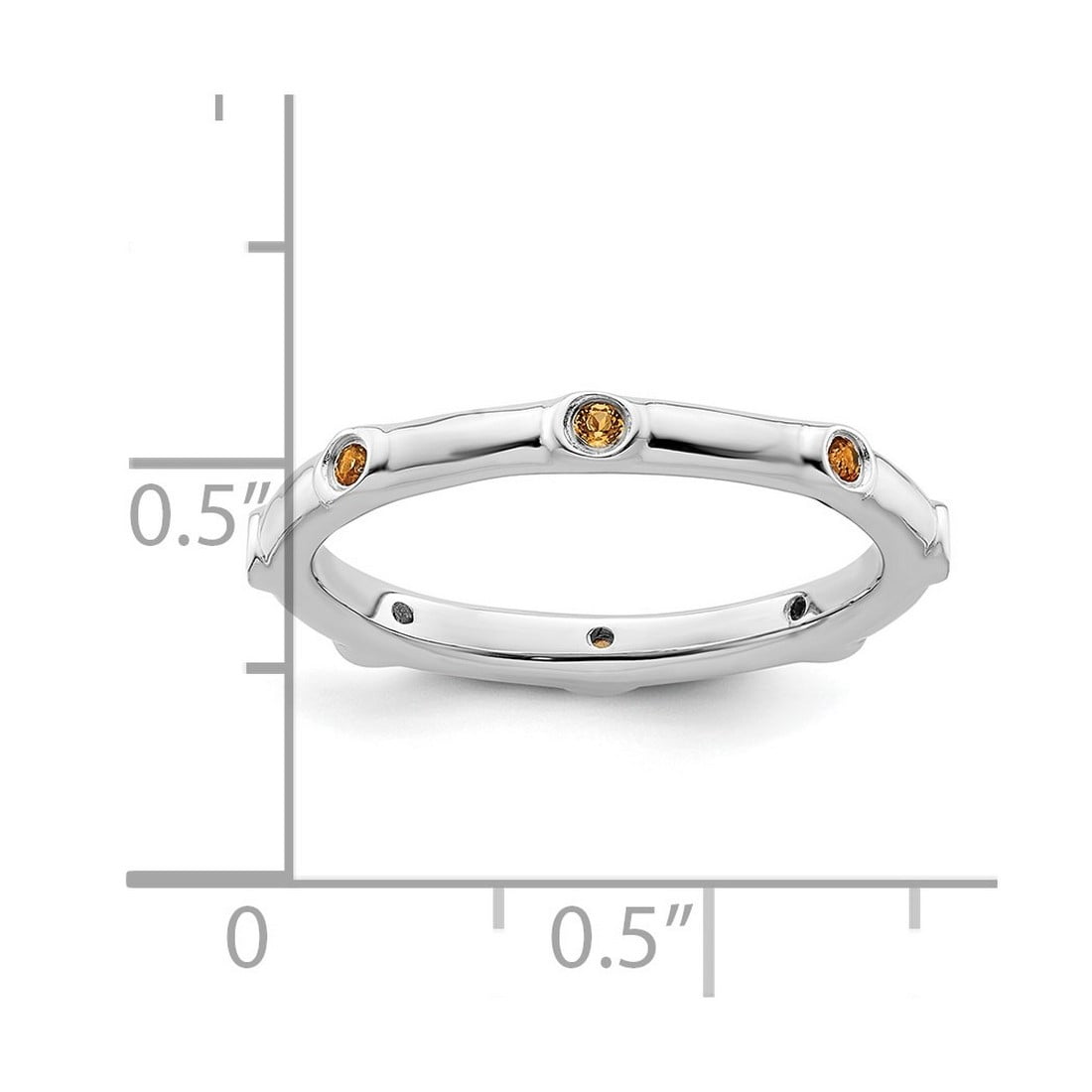 925 Sterling Silver Bezel Polished Stackable Citrine Ring Size 6 Stackable Ring for Women - .12 cwt