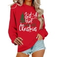 thumbnail image 2 of Clothing 2025 Womens Oversized Sweatshirt Just A Girl Who Loves Christmas Tree Sweatshirt Shirts for Women Xmas Splicing Pullover Shirt Top Christmas Sweatshirt for Women Red S, 2 of 5