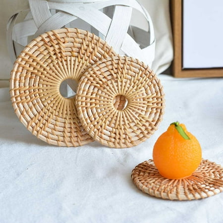 

Desheus Coaster Solid Color Shooting Props Rattan Decorative Table Mat for Kitchen