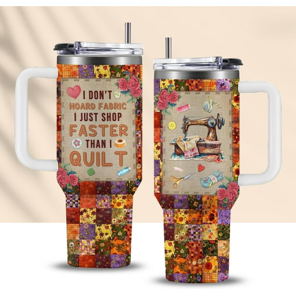 Quilting Crochet Lover Gifts for Women Mom Grandma Sewing Cup, 40oz Sewing Tumbler with Handle, Quilting Tumblers for Quilters, Quiltings Coffee Mug, Birthday Gifts for Sewings Lovers