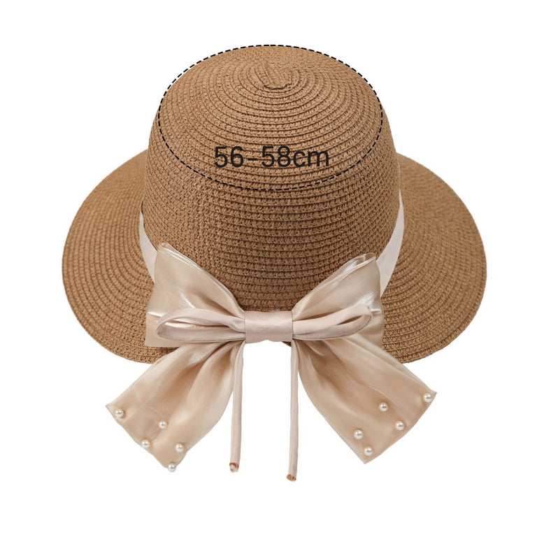 Women\'s Sun Hats Straw Beach Hat UV Sun Protection Foldable Bowknot Khaki Women\ main image 2