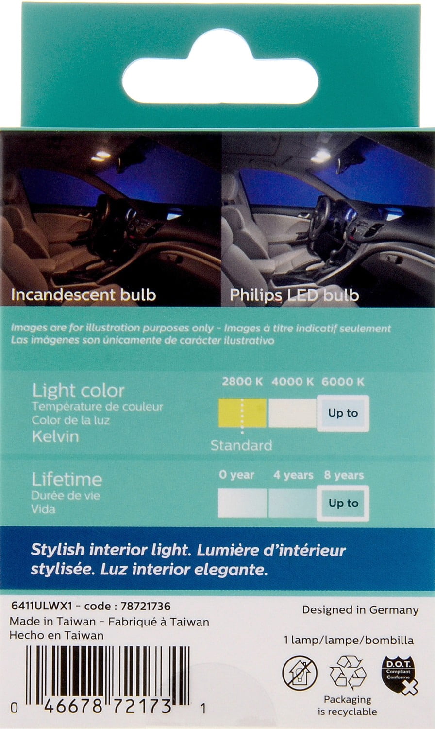 Philips Ultinon 6411W White LED, 1 Pack