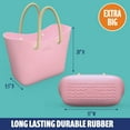 thumbnail image 6 of SUN NINJA Rubber Beach Bag - Extra Large Waterproof EVA Tote Bag with Comfortable Rope Handles for Beach, Boat, Pool, Outdoors & Travel - Washable, Sandproof & Anti-Skid Bottom Grip - Pink, Tote, 6 of 8