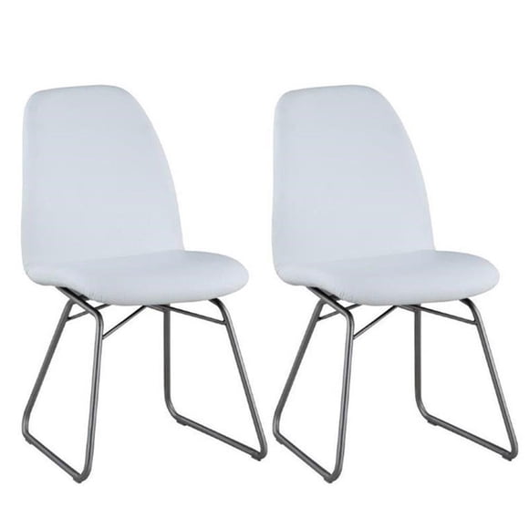 Milan Chaise Latérale Amy White Air en Similicuir à Dossier Courbé avec Base de Traîneau (Ensemble de 2)