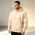 thumbnail image 2 of Men's Heavy Blend Drawcord Hooded Sweatshirt fall winter Casual Long Sleeves Hooded Sweatshirt with Kangaroo Pockets Khaki S, 2 of 6