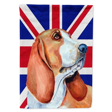 Carolines Treasures LH9484GF Basset Hound with English Union Jack British Flag Garden Flag Garden Size multicolor