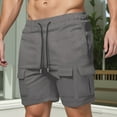 thumbnail image 2 of Pantalones cortos cargo para hombre con cintura elástica: poliéster ligero, bolsillos de almacenamiento, tallas S-XXXL para deportes de verano y ocio, 2 of 5
