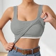 thumbnail image 2 of Lumtrix Built in Bra Tank Tops for Women Ribbed Scoop Neck Slim Fit Sleeveless Going Out Summer Tops Light Gray S, 2 of 8