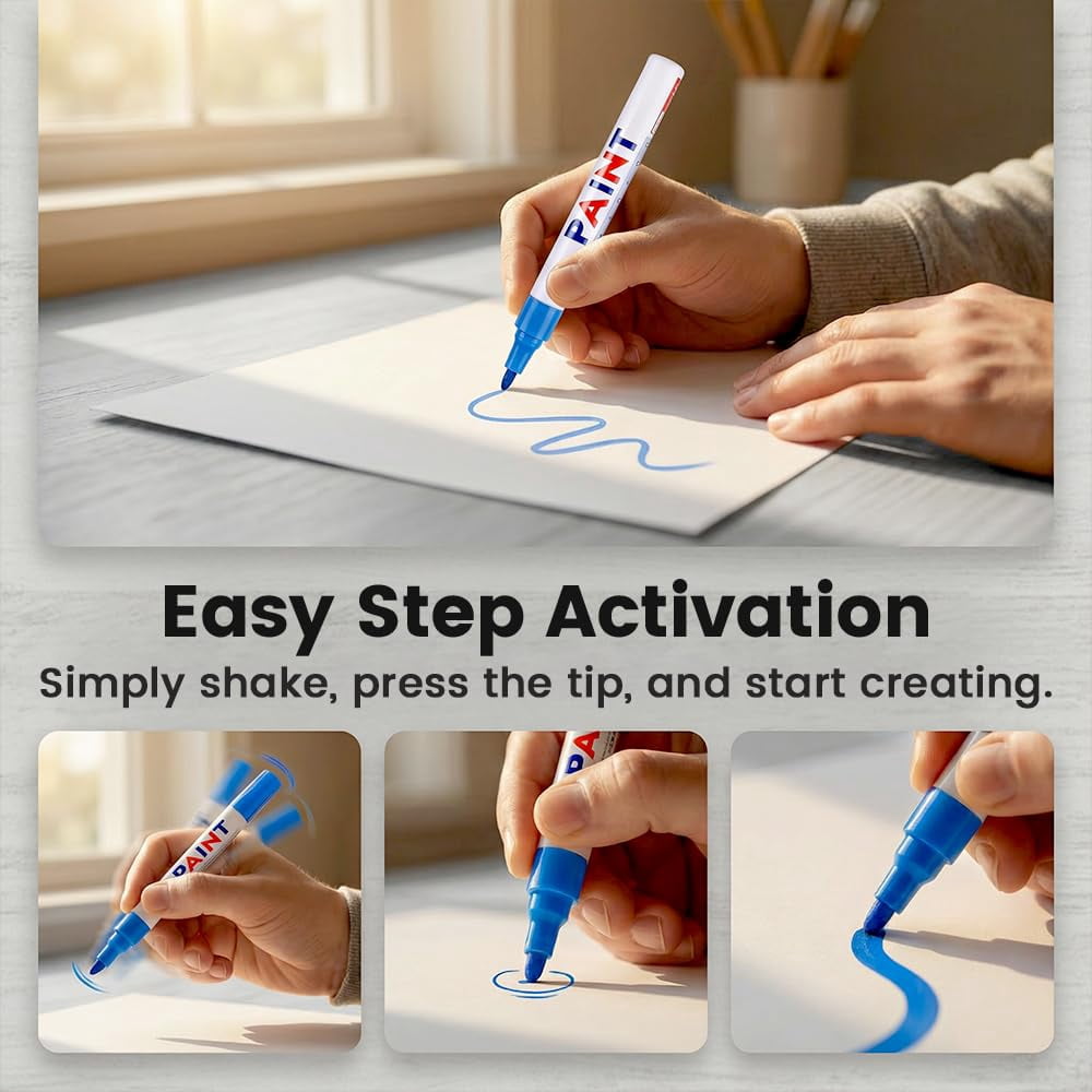 12 Colors Waterproof Tire Paint Pen, Oil-Based Permanent Markers with Medium Tip, Quick Dry Multi-Surface Paint Pens for Tires Metal Wood Plastic Glass