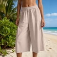 thumbnail image 2 of BUIGTTKLOP Capri Pants for Women High Waisted Cropped Lounge Pants Wide Leg Pleated Summer Capris with Pockets, 2 of 6