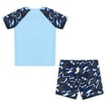 thumbnail image 4 of YONGHS Kids Boys 2 Piece Rash Guard Swimsuit Short Sleeve Swimwear UPF 50+ Bathing Suit Sky Blue 13-14, 4 of 7