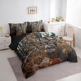 thumbnail image 2 of Castle Fairy Animal Deer 7-Piece Twin Bedding for Boys,Vintage Tree Branches Leaves Bedding Comforter Set,Brown Orange Cream,Black Reversible, 2 of 7