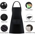thumbnail image 2 of Piece Black Chef Apron, Unisex Work Apron, Waterproof Adjustable Apron with 2 Pockets, Personalized Apron for Catering Cooking Gardening Cleaning Painting, 2 of 5