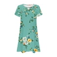 thumbnail image 2 of Women's Casual A-Line Dresses with Pockets Summer Floral Tshirt Dress Short Sleeve Mini Dress Flowy Sundresses, Limited Time Under 10 Dollars SA-455, 2 of 5